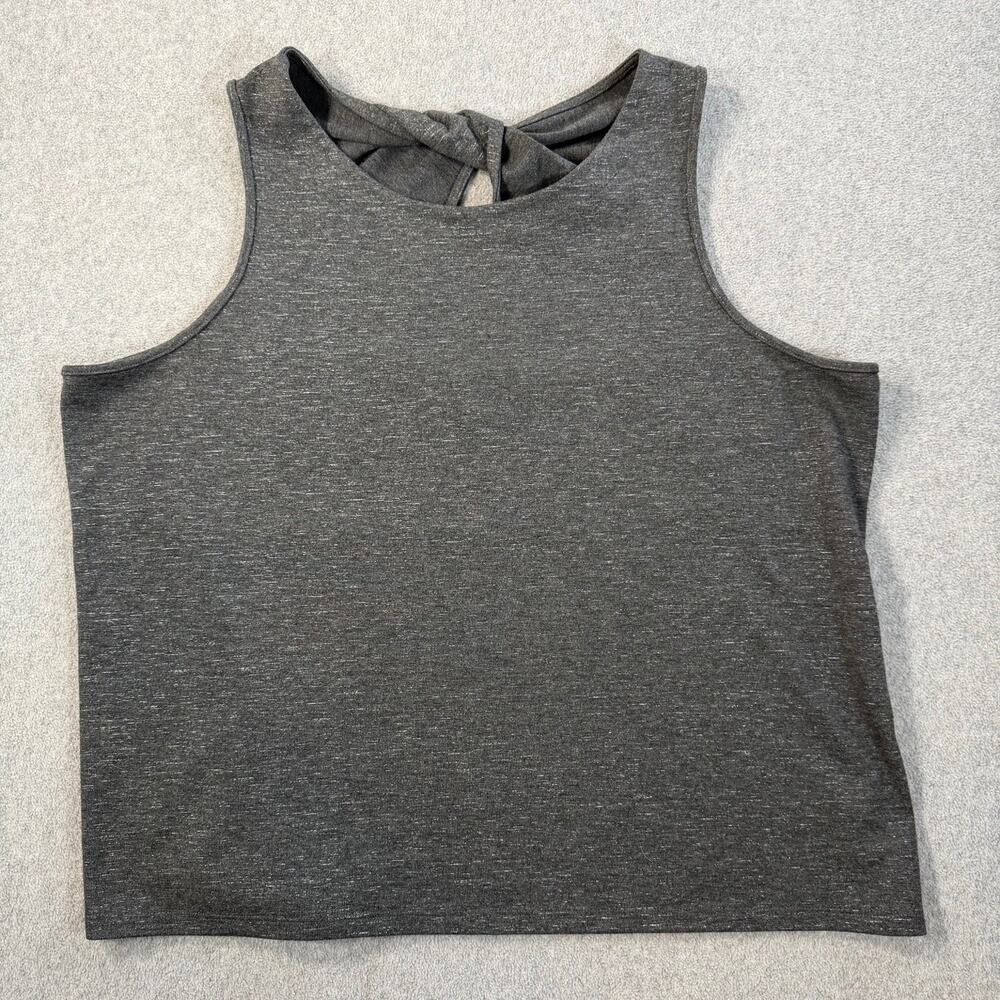 GAP Women's XXL Gray Silver Twist Knot Keyhole Back Sleeveless Tank Top Shirt